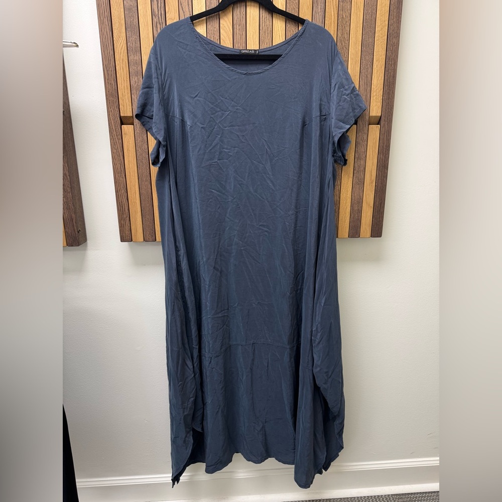 Grizas Lagenlook Silk & Bamboo Navy Maxi Dress, size XL
